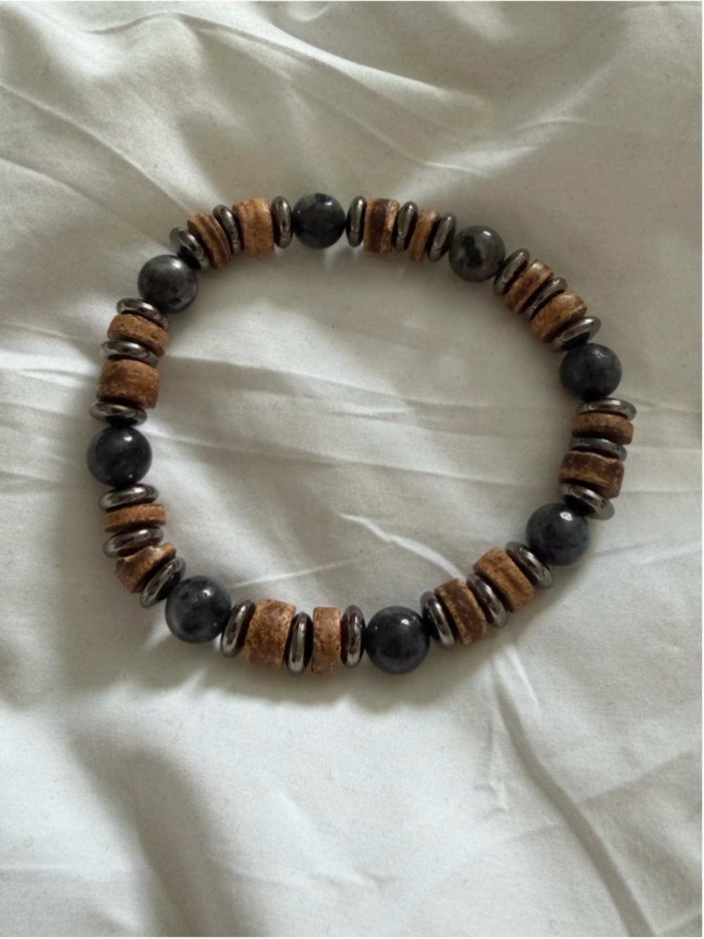 Bracelet One Size Brown Gray Beaded - Grounding Protection Emotional Balance